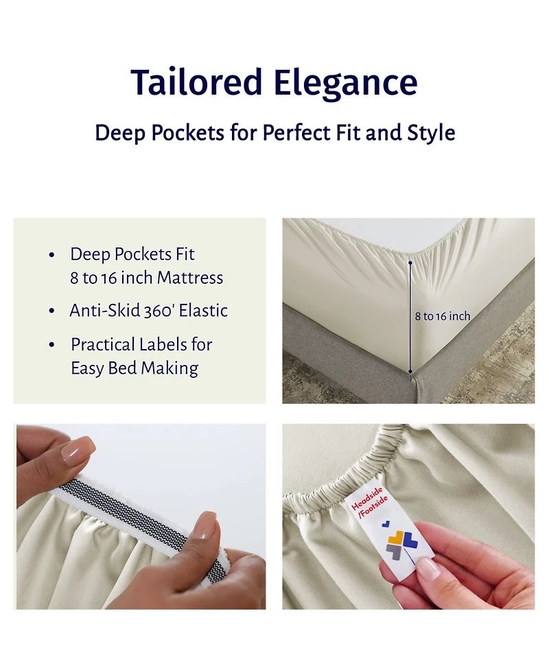 Certified Luxury 100% Egyptian Cotton Bed Sheets Full Set - Classic Percale, Deep Pockets, Cool and Durable Bedding