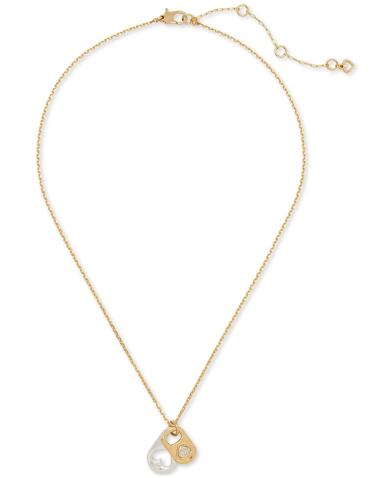 Kate Spade New York Two-Tone Double Pop Tab Pendant Necklace, 16" + 3" extender