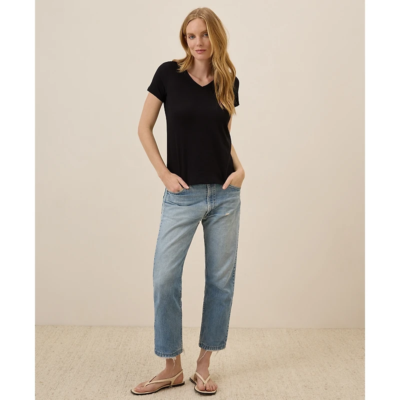 Pact Women's Organic Cotton Featherweight Slub V-Neck Tee