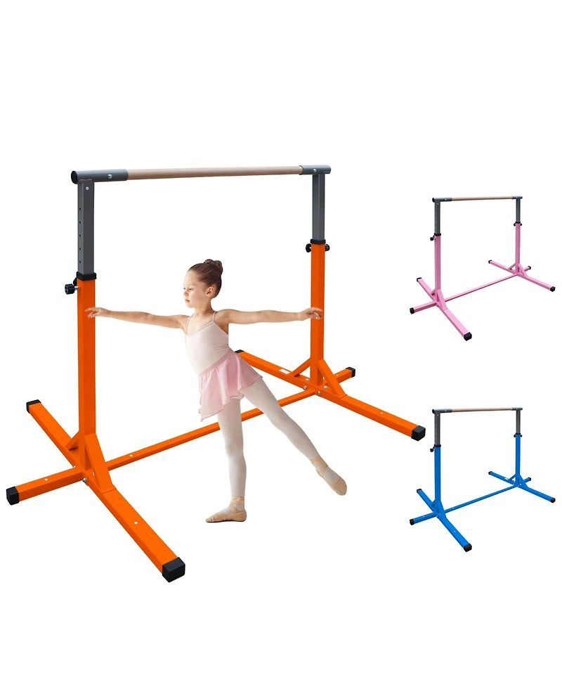 Streamdale Gymnastics Bar for Kids, Adjustable Height Gym Bar, Junior Training Kip Bar for Home, Built for kids 3+ Years Yellow