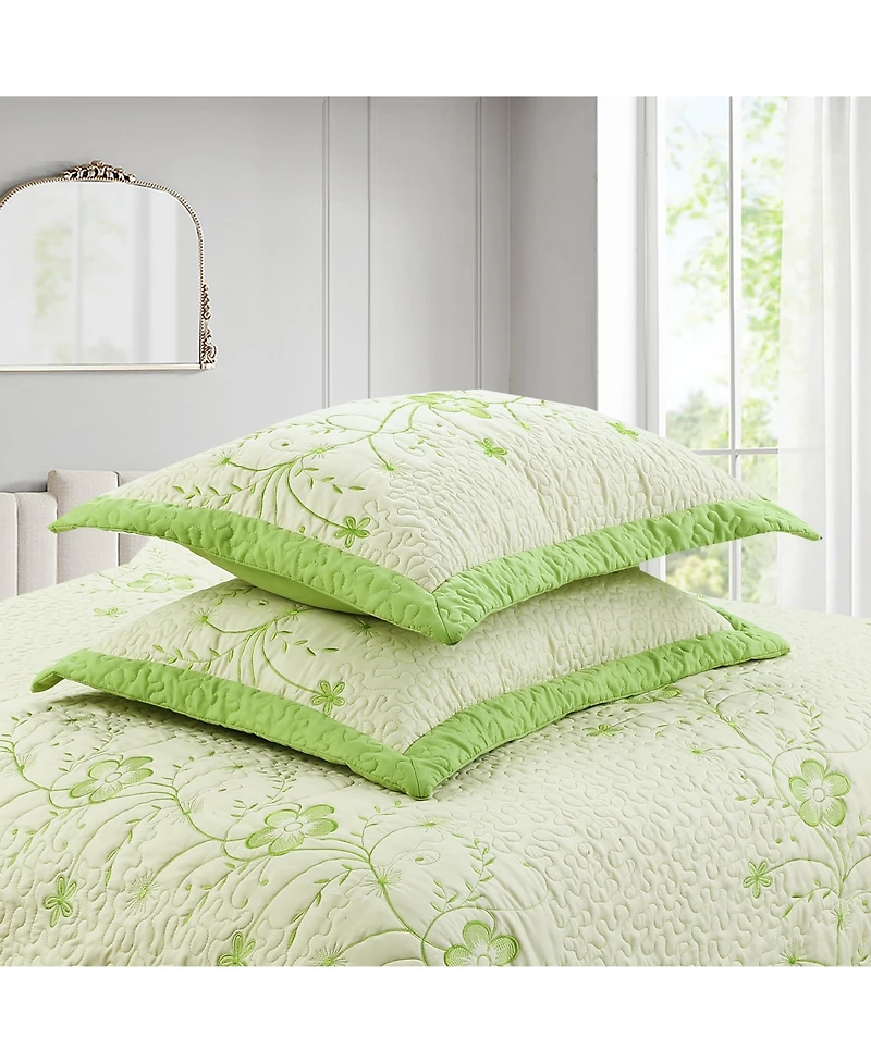 Marcielo 3 Piece Queen Embroidery Quilt Set Lightweight Bedspread