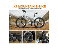 Goldoro Electric Bike 26" X7 Aluminum Alloy Mountain Bike, 350W/36V, Max 17.4 Mph, 21 speed with Alloy Wheels