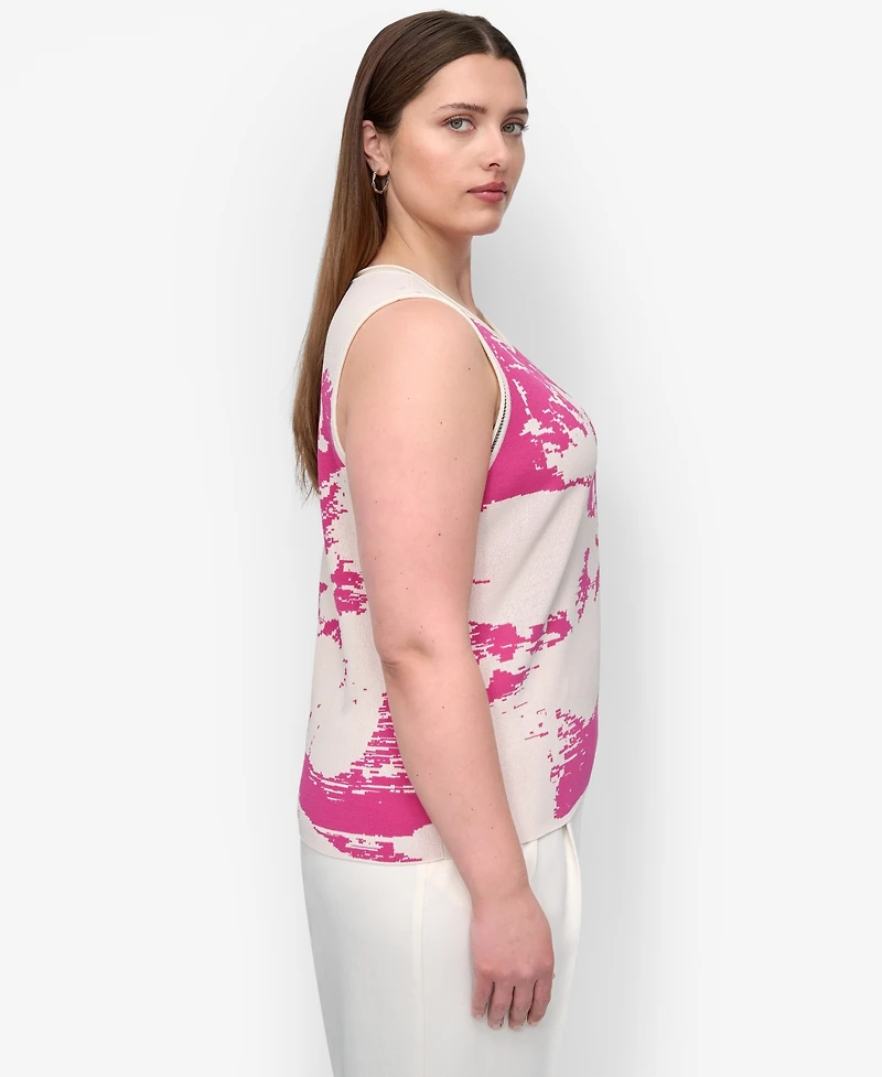 Dkny Plus Printed Sleeveless Knit Top