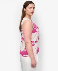 Dkny Plus Printed Sleeveless Knit Top
