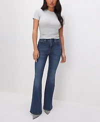 Good American Petite Mid-Rise Flare-Leg Jeans