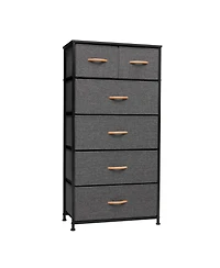Steel and Fabric 6-Drawer Combo Dresser – Functional Storage