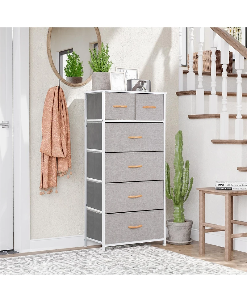 Steel and Fabric 6-Drawer Combo Dresser – Functional Storage