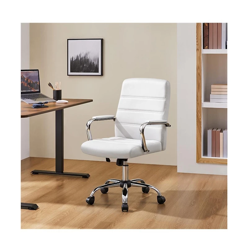 Yaheetech Mid-Back Office Chair Pu Leather Office Executive Chair