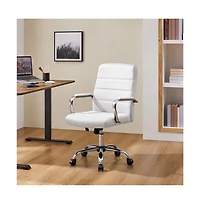 Yaheetech Mid-Back Office Chair Pu Leather Office Executive Chair