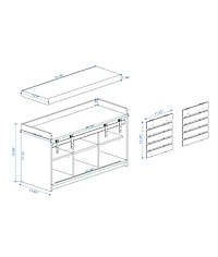 Streamdale 2-Tier Entryway Bench with Sliding Doors and Cushion