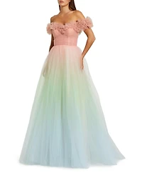 Mac Duggal Women's Off The Shoulder Ombre Tulle Ballgown