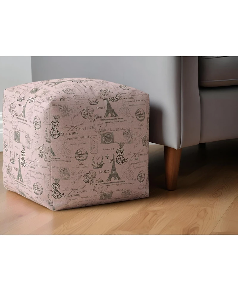 Twill Pouf Ottoman with Paris Design – Chic and Versatile