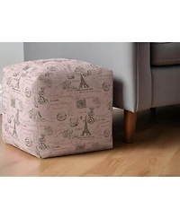 Twill Pouf Ottoman with Paris Design – Chic and Versatile