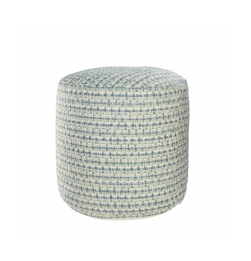 Round Geometric Polyester Pouf Ottoman for Indoor and Outdoor Seating