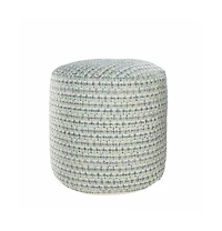 Round Geometric Polyester Pouf Ottoman for Indoor and Outdoor Seating