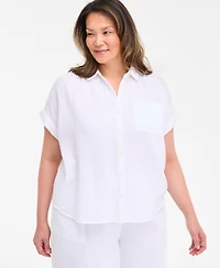 Style & Co Plus Button-Front Short-Sleeve Shirt, Exclusively at Macy's