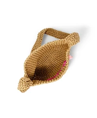 Tiny Treats + Zomi Gems Girls Wicker Crossbody Message Charm Tote, Hot Pink "Love"