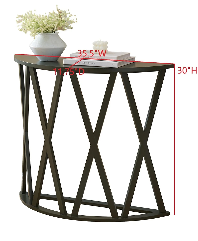 Kings Brand Furniture Vienna Console Table - Semicircular Side Coffee for Living Room, Bedroom