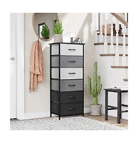 Steel and Fabric Six-Drawer Chest for Bedroom Closet Home Storage