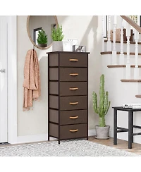 Steel and Fabric Six-Drawer Chest for Bedroom Closet and Home Storage