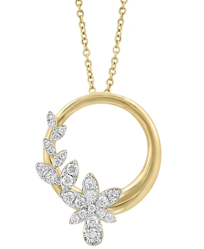 Effy Diamond Vine & Polished Circle Pendant Necklace (1/3 ct. t.w.) in 14k Gold