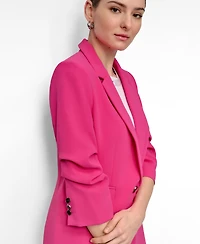 Dkny Petite Aero Crepe Scrunch-Sleeve One-Button Blazer