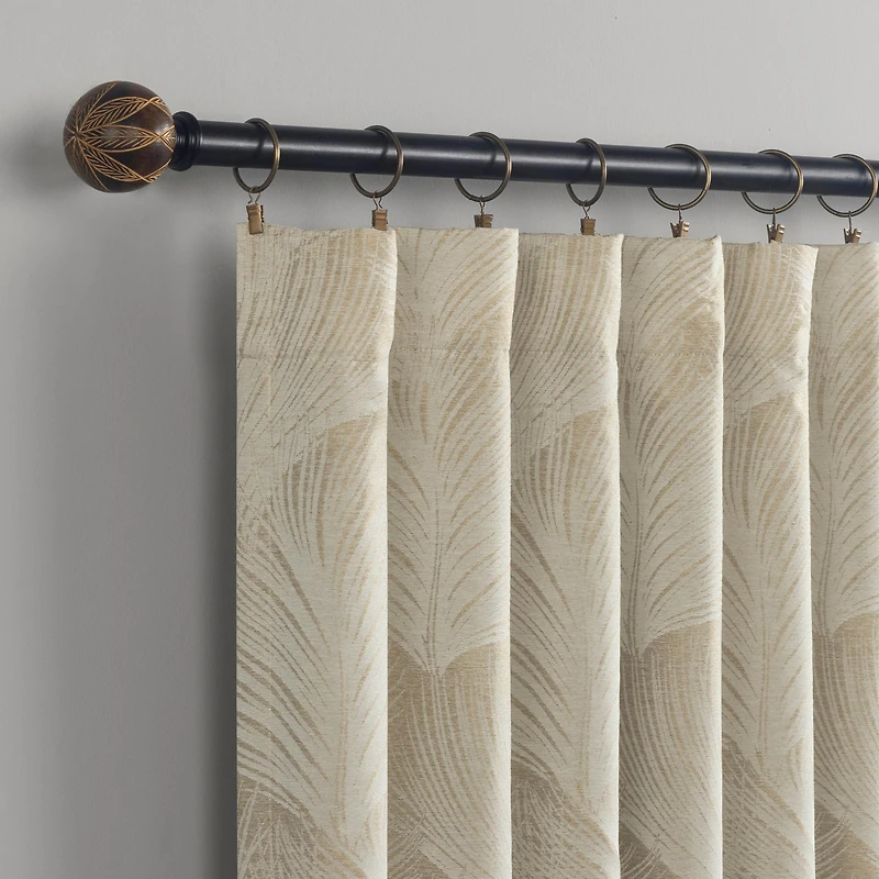 Coppa Leaf Motif Magnetic Closure 100% Blackout Back Tab Curtain Panel