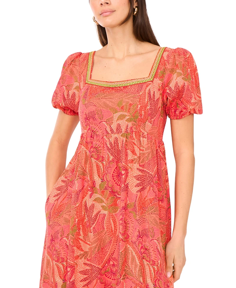 Vince Camuto Women's Printed Square-Neck Maxi Dress