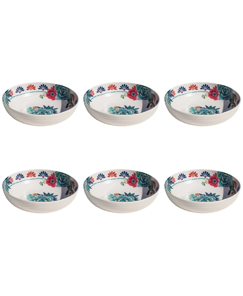 Abode Homewares Desert Succulent 6-Pc. Low Bowls, Service For 6