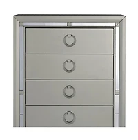 Solid Wood Five-Drawer Chest with Mirrored Accents for Bedroom Storage