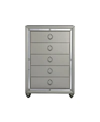 Solid Wood Five-Drawer Chest with Mirrored Accents for Bedroom Storage