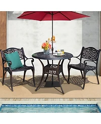 Gymax 5PCS Cast Aluminum Patio Bistro Set Outdoor Dining Table & Chair Furniture Set