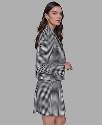 Karl Lagerfeld Paris Women's Check Print One-Button Blazer