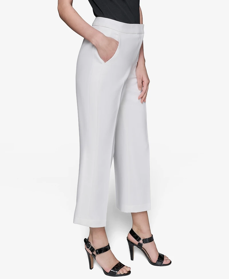 Karl Lagerfeld Paris Women's Cropped Wide-Leg Mid-Rise Pants