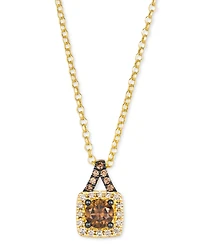 Le Vian Chocolate Diamond & Nude Diamond Square Halo 19" Pendant Necklace (5/8 ct. t.w.) in 14k Gold