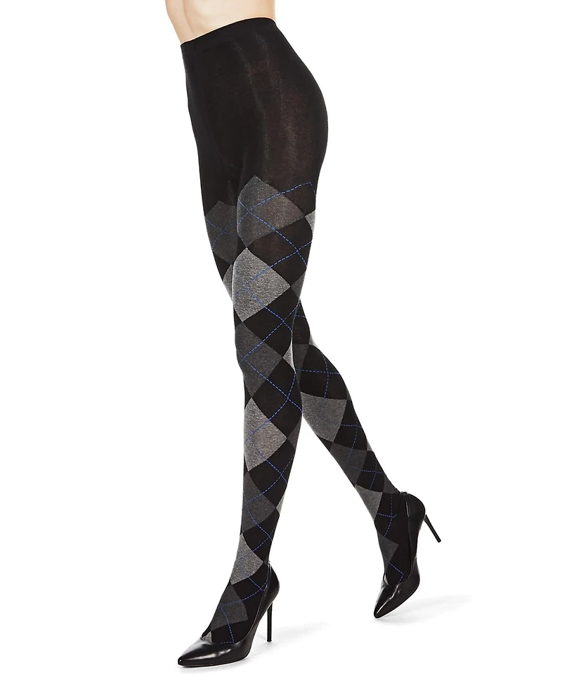 MeMoi Women's Textured Argyle Patterned Sweater Tights