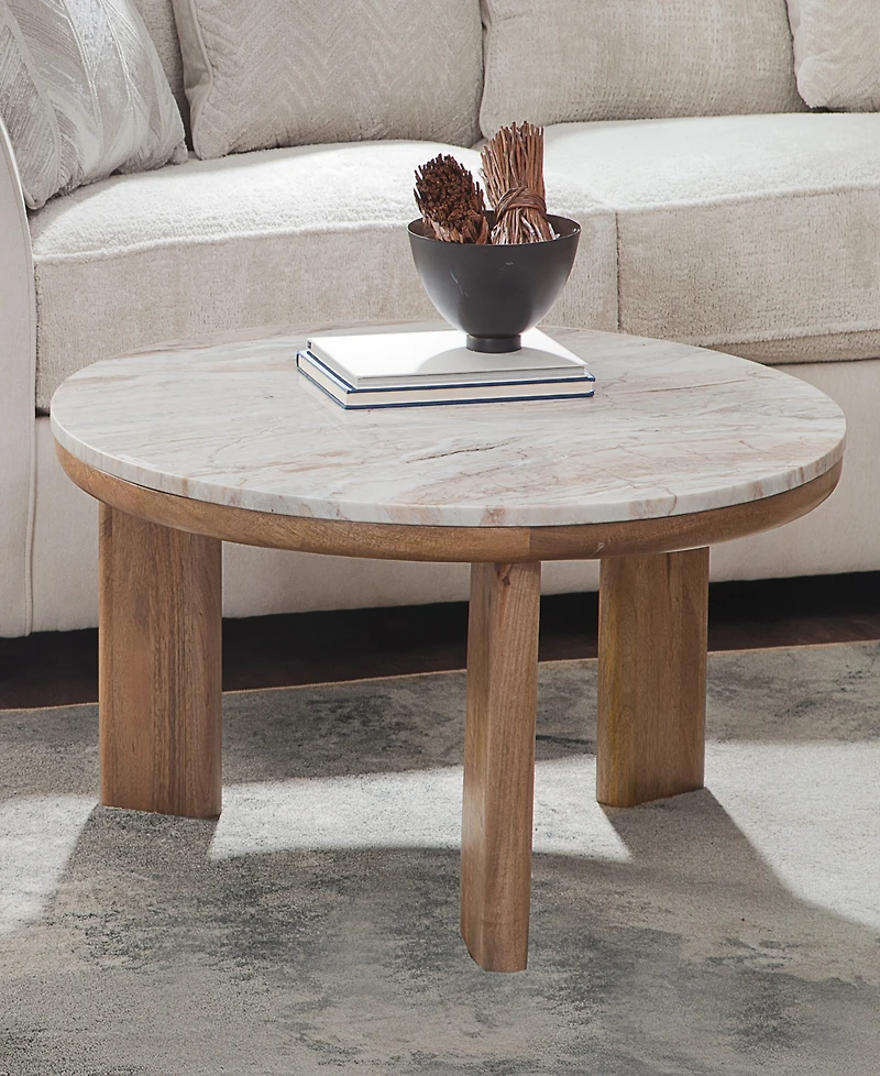 Sidney 36" Round Marble Top Coffee Table