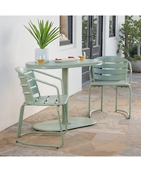 Streamdale Noble House Patio Bistro Set Durable Iron Construction in Matte Teal
