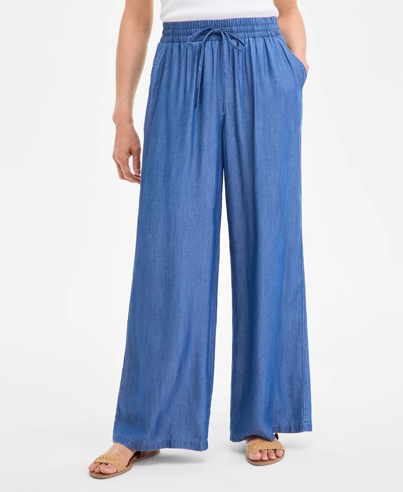 Style & Co Women's Chambray Wide-Leg Pants, Exclusively at Macy's