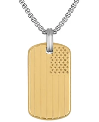 Bulova Men's 150th Anniversary American Flag Two-Tone Stainless Steel Dog Tag Pendant 24" Necklace