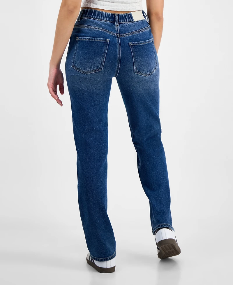 Dollhouse Juniors' High-Rise Baggy Straight-Leg Jeans