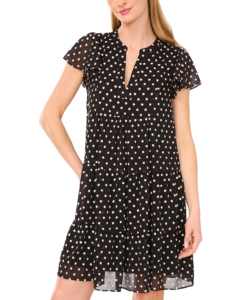 CeCe Women's V-Neck Flutter Sleeve Mini Dress