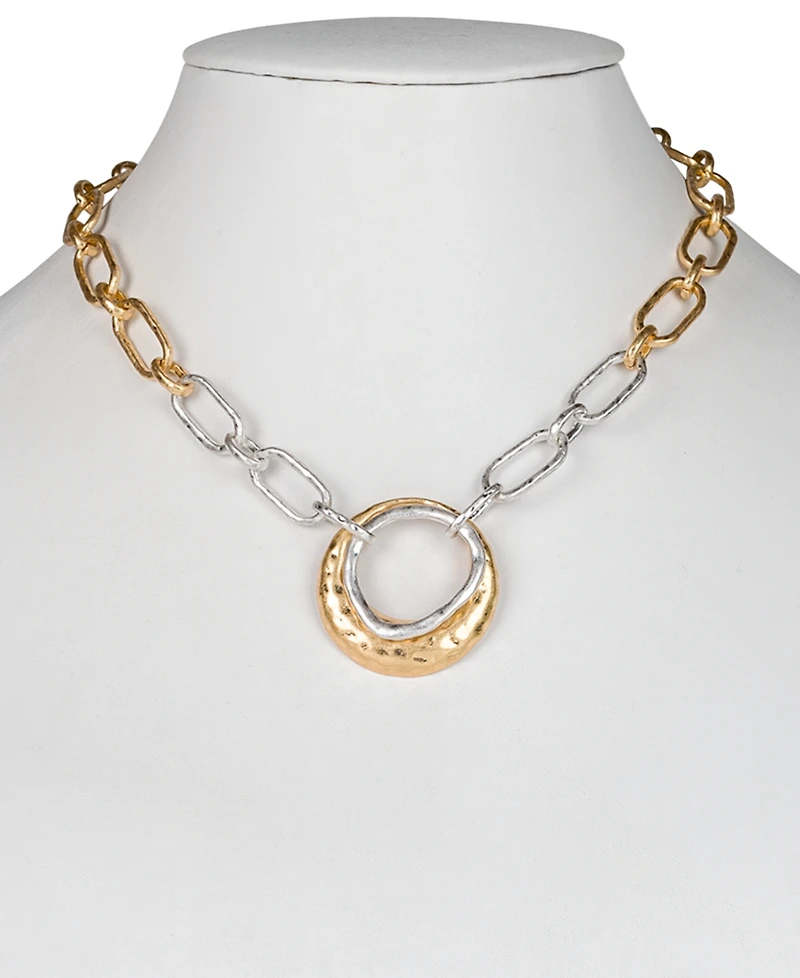 Patricia Nash Two-Tone Double Circle Pendant Necklace, 18" + 3" extender