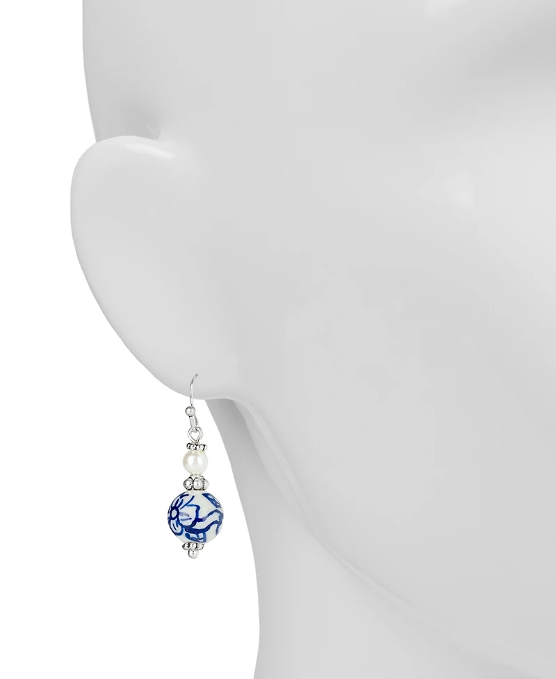 Patricia Nash Silver-Tone Blue Double Drop Earrings