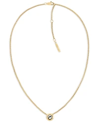 Calvin Klein Gold-Tone Stainless Steel Cubic Zirconia Twisted Bezel Pendant Necklace, 16" + 2" extender