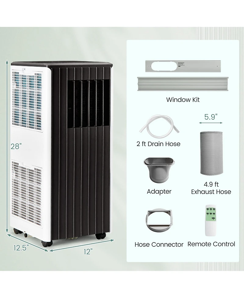 Gymax 8000 Btu Ashrae Portable Air Conditioner 3-in-1 Ac Unit w/ Cool Dehum Fan Sleep Mode