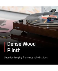 Fluance Turntable Isolation Base Anti-Vibration Wood Platform And HiFi Vinyl Record Weight Stabilizer with Rubberized Finish - Natural Walnut