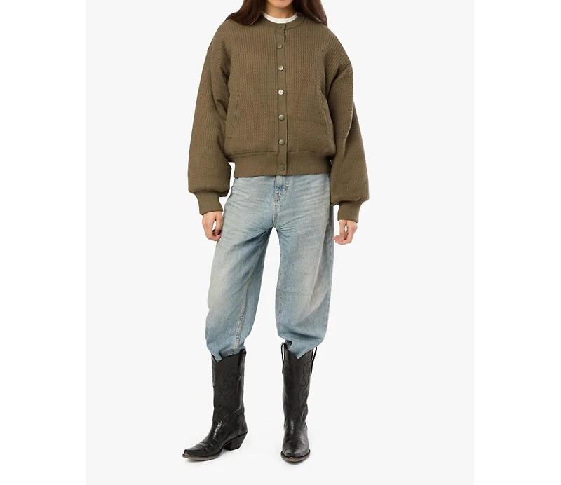 WeWoreWhat Women's Cable Knit Puffer Jacket