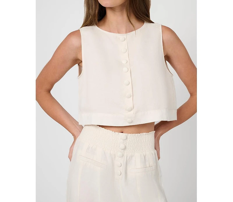 WeWoreWhat Women's Boxy Linen Boatneck Top