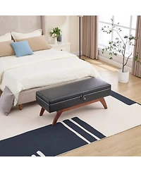 Streamdale Teddy wool fabric, solid wood feet for solid weighing, and bed end stool with storage function